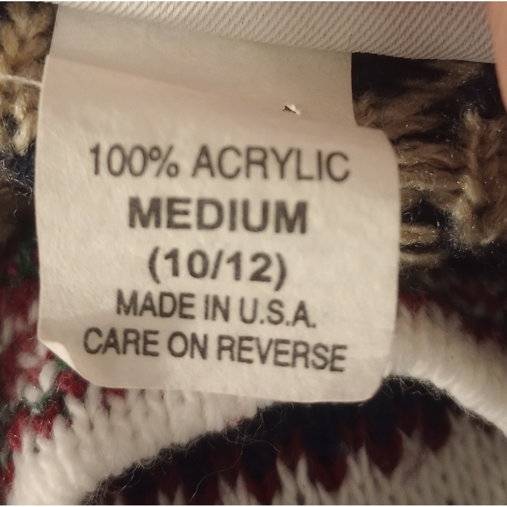 Willow Bay Vintage Floral Fair Isle Knit Sweater Navy Red Rose Made in USA Med - Picture 5 of 5